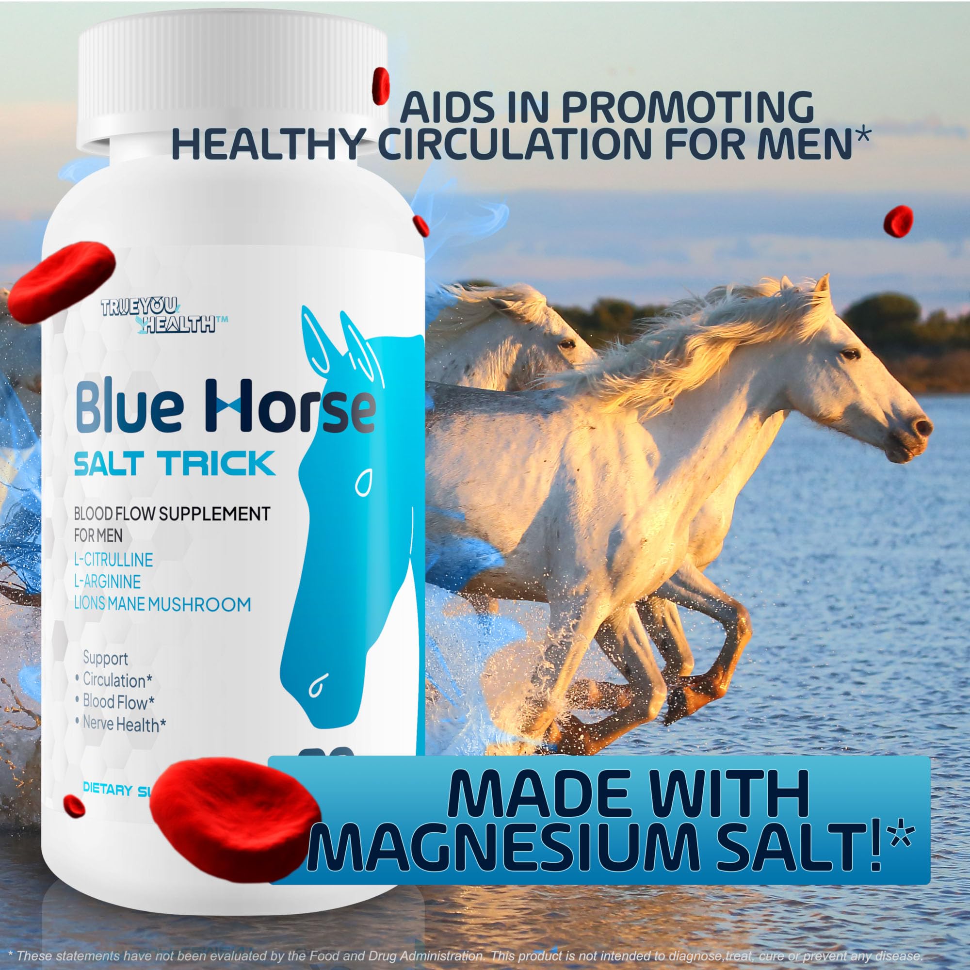 Blue Horse Salt Trick - Our Best Blood Flow Supplement for Men - Our Best Circulation Supplement - Male Circulation Supplements Nitric Oxide Vasodilator to Improve Blood Flow 7 Blue Salt Trick for Men True You Health Au supplements