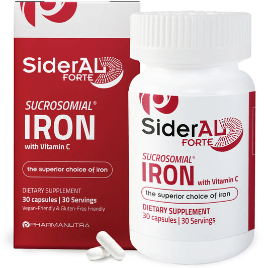 SiderAL Forte Iron Supplement Clinically Proven to Increase Levels Without Side Effects | Sucrosomial High Absorption Gentle Iron Pills for Women and Men | Vitamin C | Anemia & Energy Support | 30 ct PHARMANUTRAAU supplements