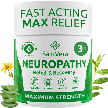 SaluVera Neuropathy Pain Relief Cream - Maximum Strength Nerve Pain Reliever for Foot, Toes, Hands, Legs with Aloe Vera, Arnica, MSM Vitamin B6, and Menthol for Fast-Acting Relief 3oz SaluVeraAu supplements
