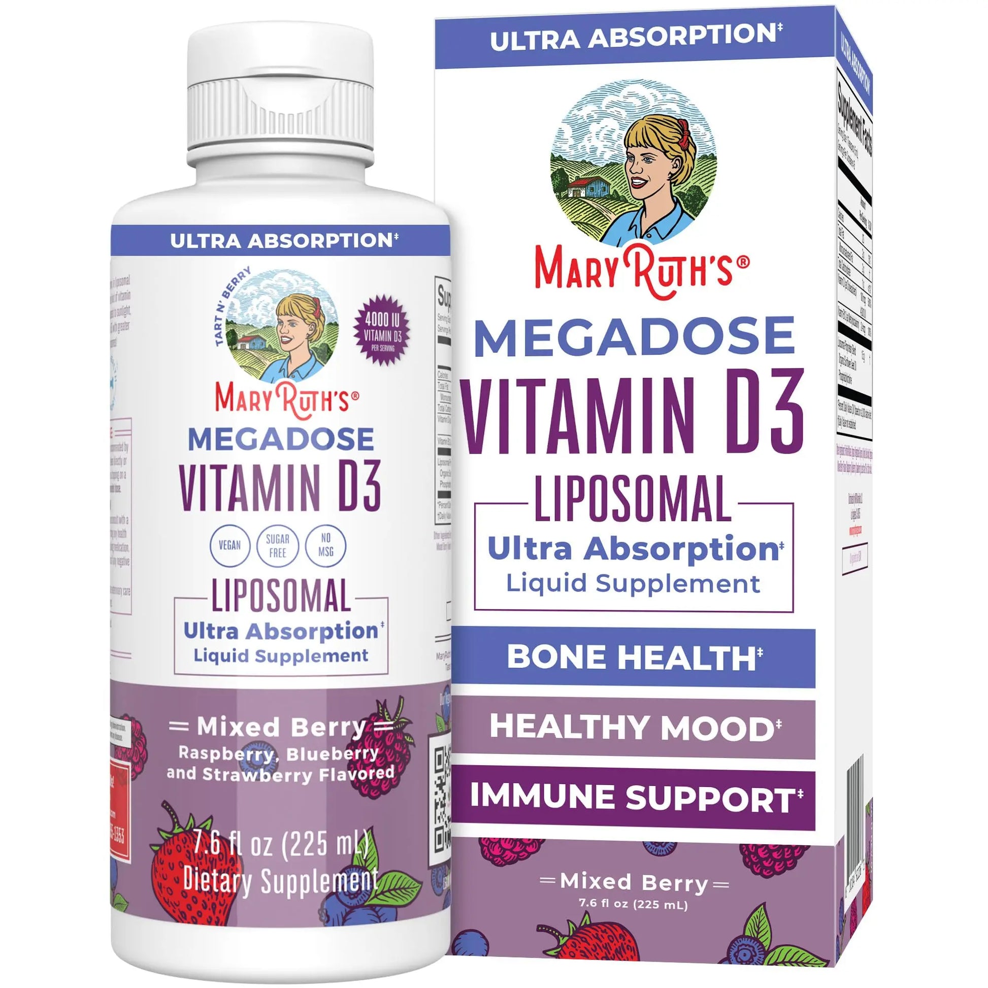 MaryRuth Organics Megadose Vitamin D3 Liposomal | Vitamin D 4000 IU | Ultra Absorption | Immune Support for Adults | Bone Health | VIT D3 | Vegan | Sugar Free | Gluten Free | Non-GMO | 45 Servings MARYRUTH'S Au supplements