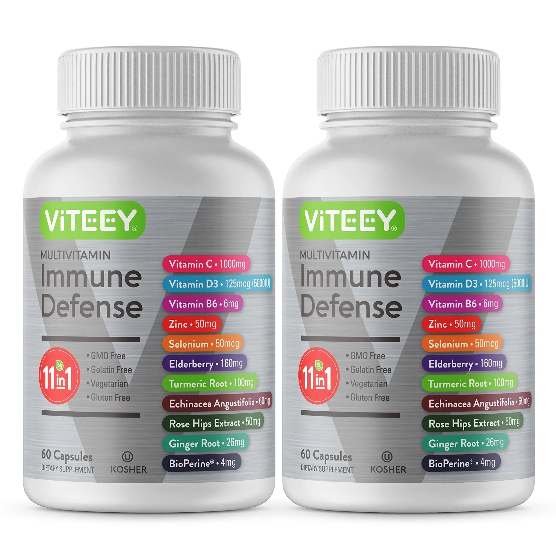 VITEEY 11 in 1 Immune Support Supplement - Immune Defense with Vitamin D3, B6, Echinacea, Turmeric, Rose-HIPS, Selenium Viteey Au supplements