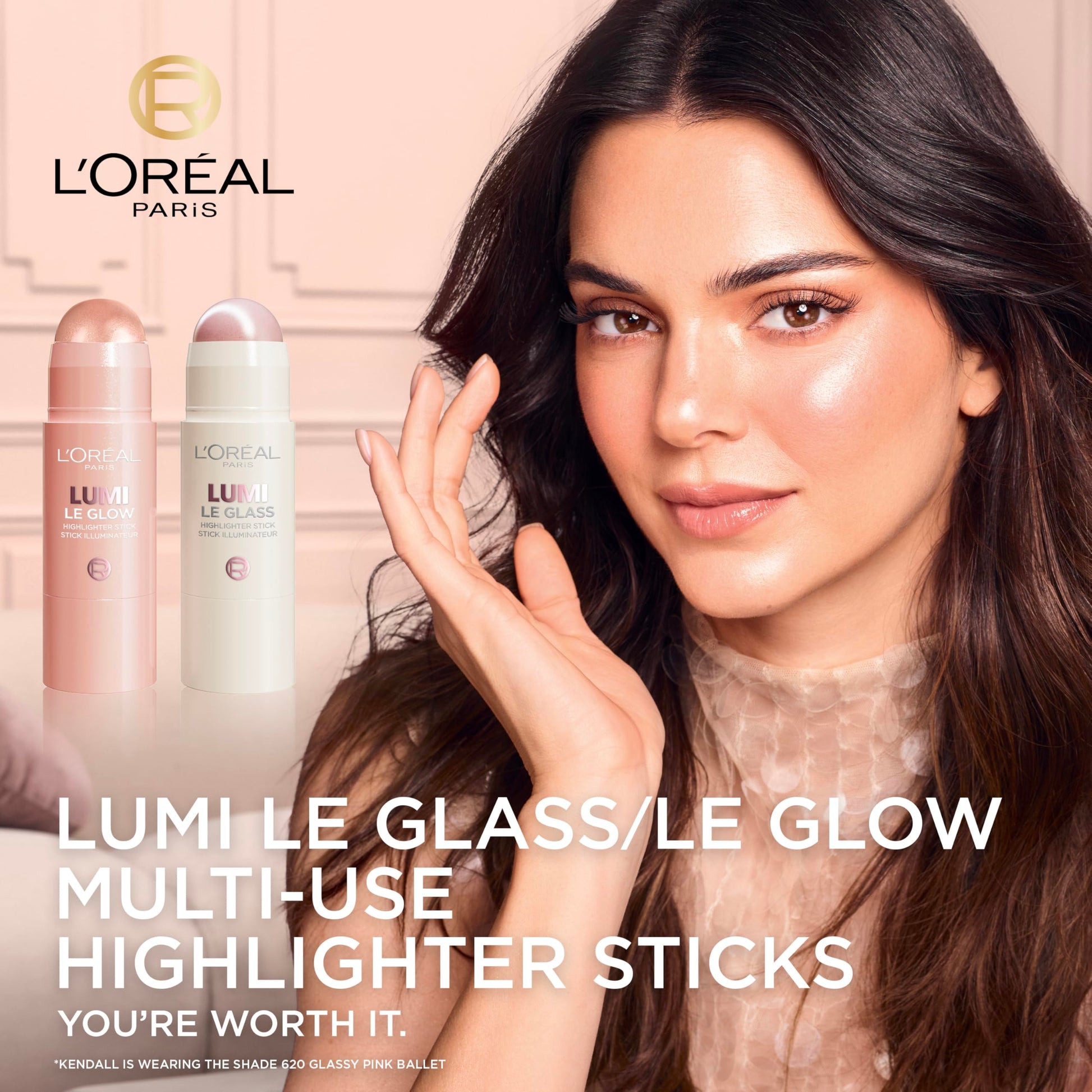 L'Oreal Paris True Match Lumi Le Glass Highlighter Stick, Reflective, Translucent, Glassy Highlighter for Face and Body, 620 Pink Ballet, 0.17 Oz L'Oreal Paris Au supplements