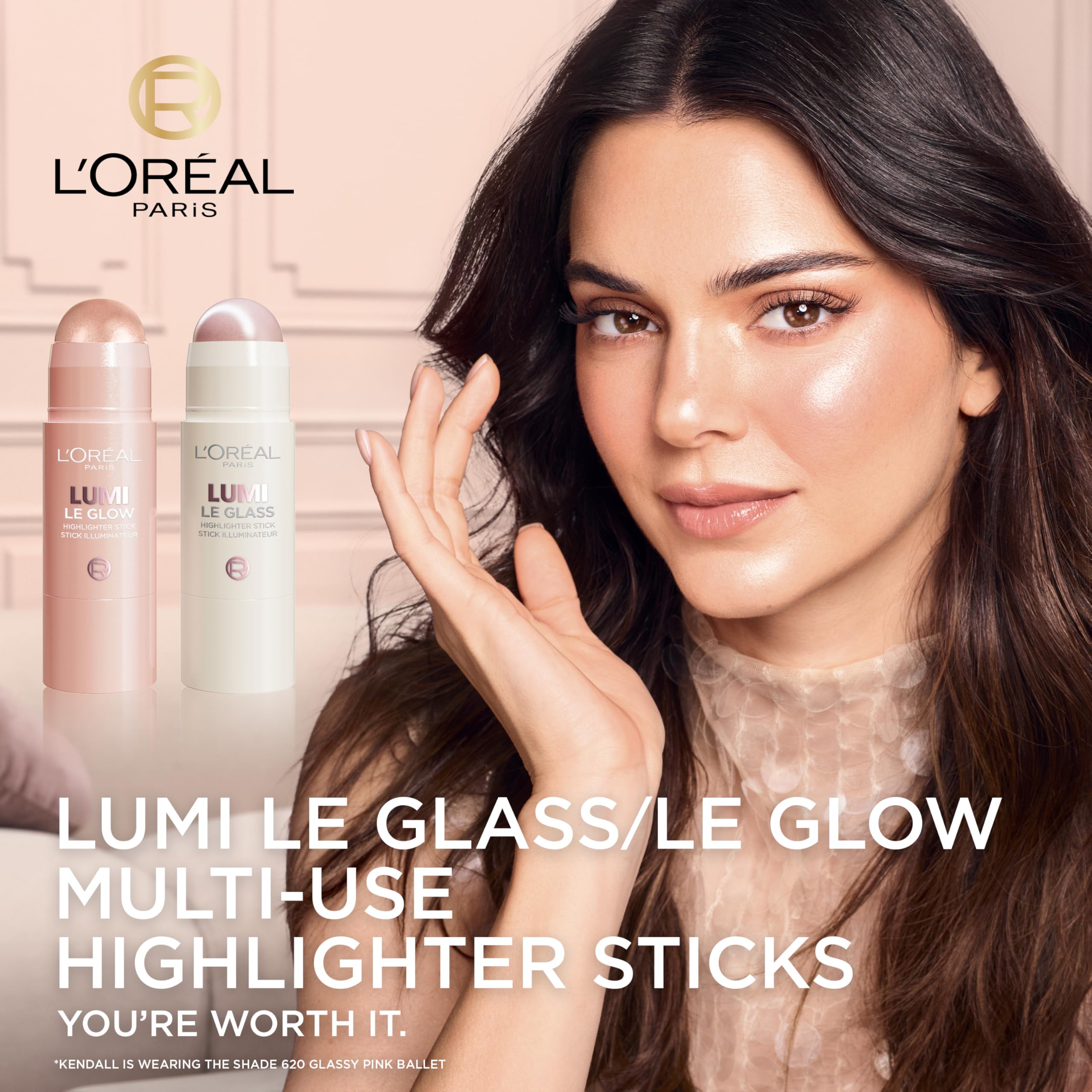 L'Oreal Paris True Match Lumi Le Glass Highlighter Stick, Reflective, Translucent, Glassy Highlighter for Face and Body, 620 Pink Ballet, 0.17 Oz L'Oreal Paris Au supplements