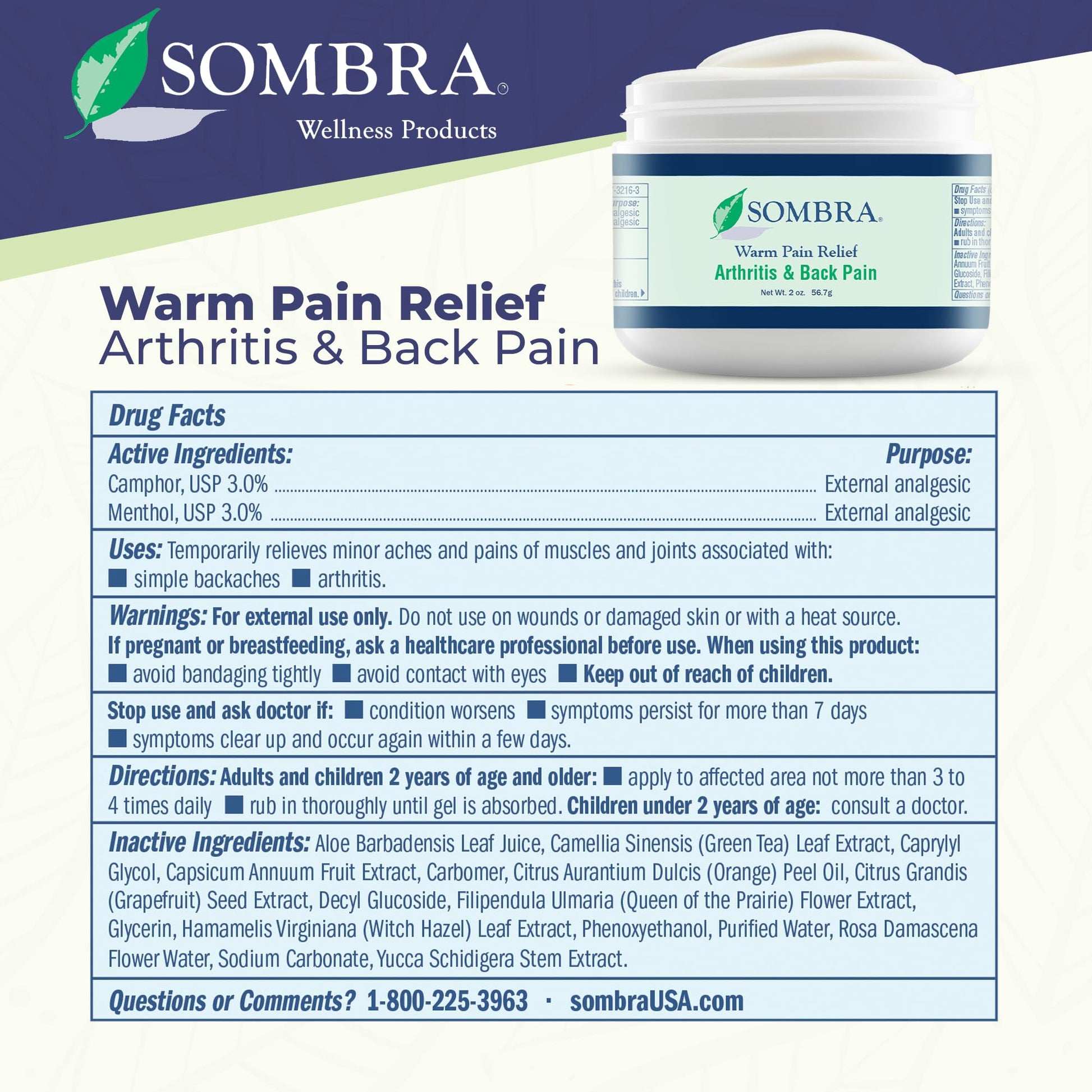 Sombra Warm & Cool Pain Relief Gel, Warm Relief for Arthritis and Chronic Pain Pre-Workout Muscle Rub, Cold for Swelling, Soreness, Post-Workout, Free of Artificial Fragrances, 2oz Per Jar Sombra Au supplements