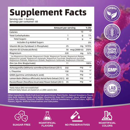 Migcopat Magnesium Complex Gummies, 20 in 1 Magnesium Gummy with Glycinate Citrate Malate Taurate - Ashwagandha, L-Theanine, D3&Zinc for Relaxation, MigcopatAU supplements