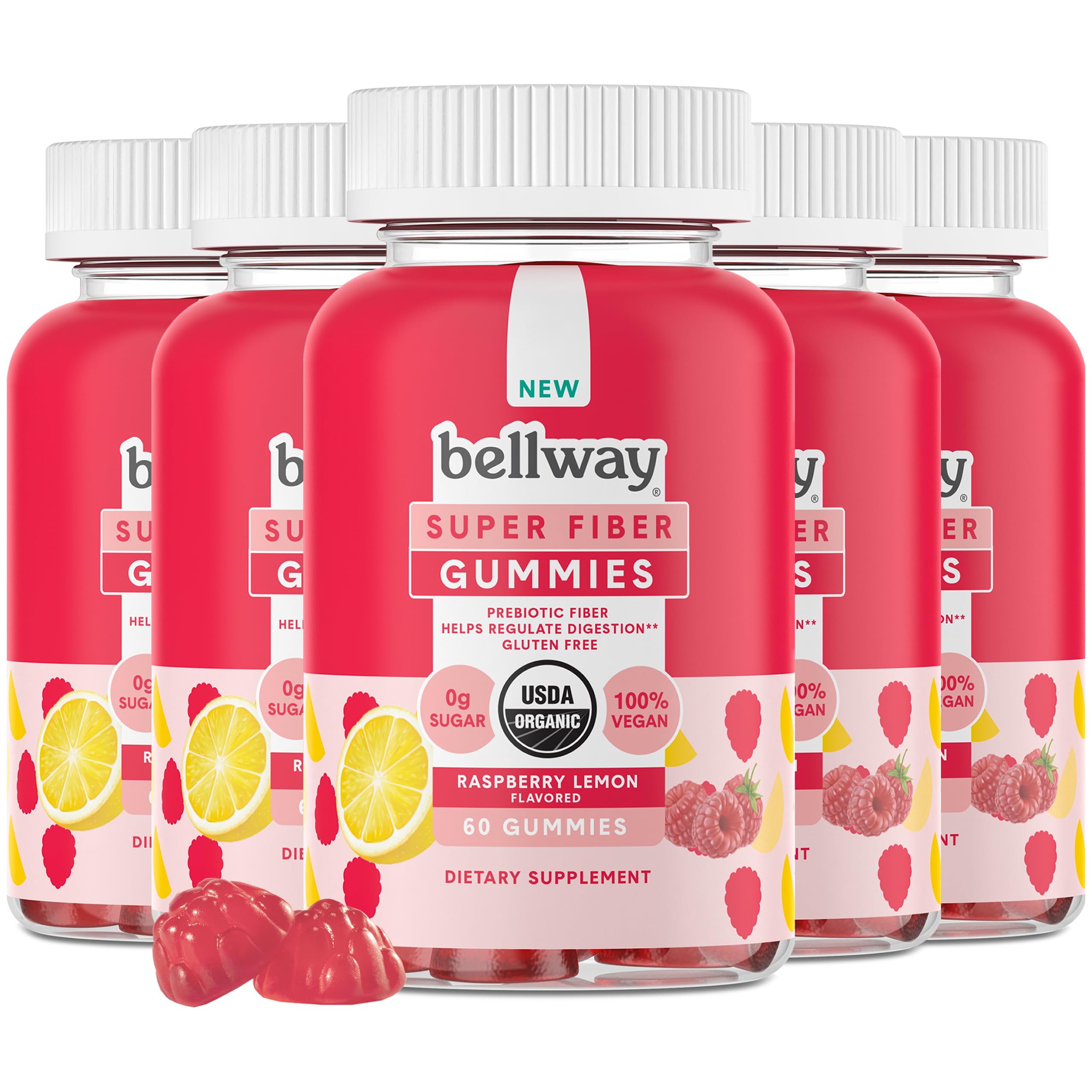 Bellway Super Fiber Gummies for Adults (5 Pack) - Sugar Free Organic Fiber Supplement Bellway Au supplements