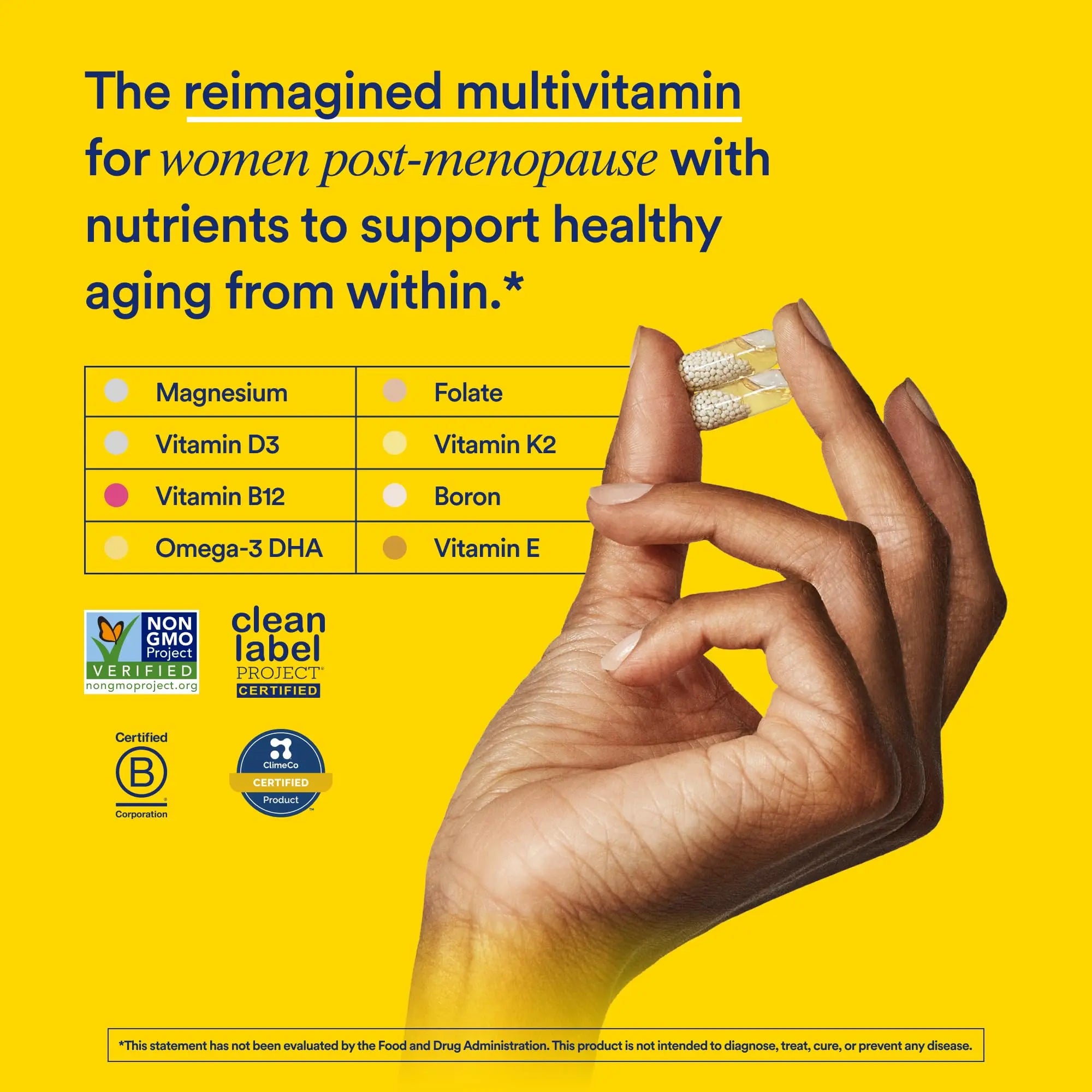 Ritual Multivitamin for Women 50+, Menopause Supplements with Vitamin D3, K2 and Magnesium for Bone Support*, Omega-3 DHA, Vitamin B12, Non-GMO, Mint Essenced, 30 Day Supply, 60 Vegan Capsules Ritual Au supplements