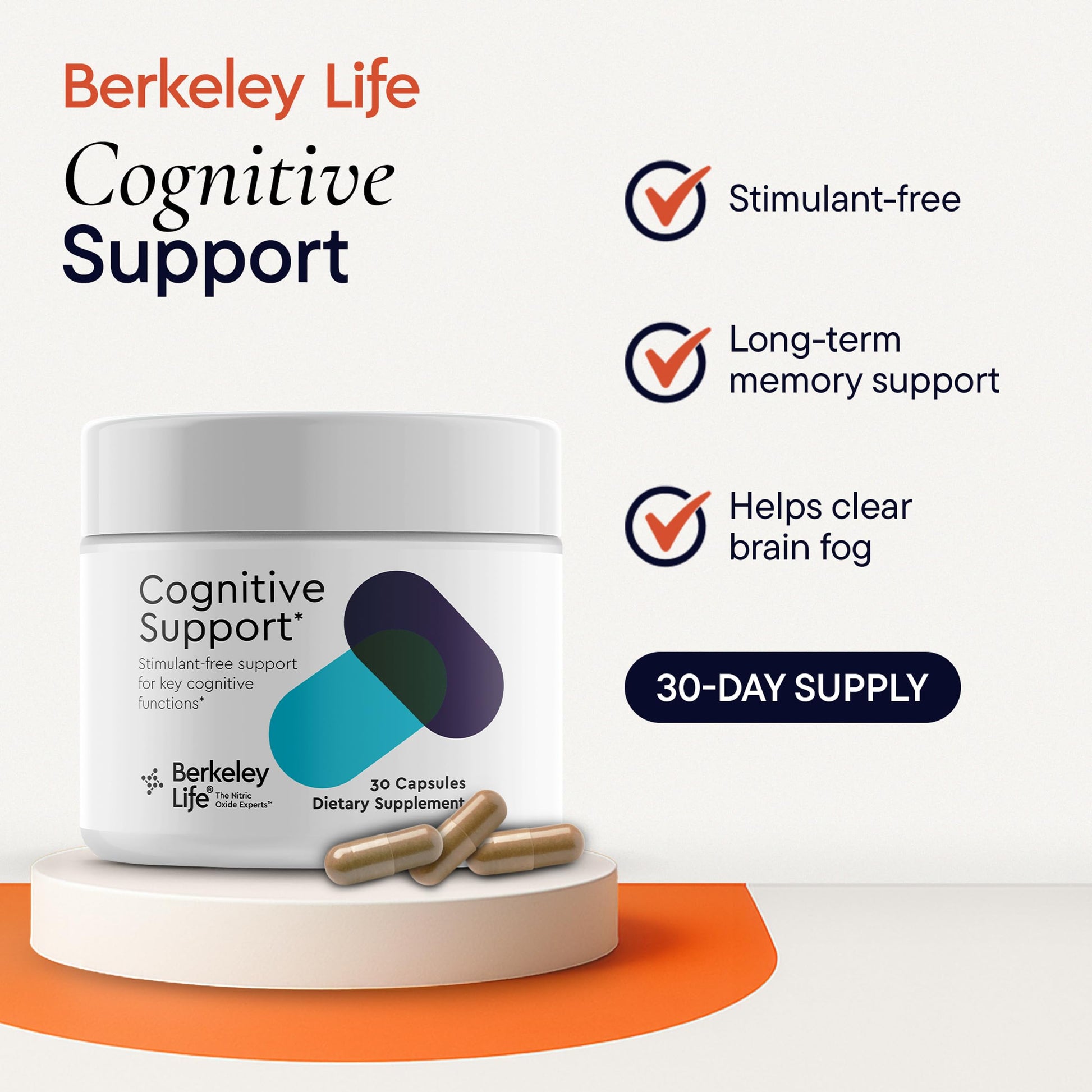 Berkeley Life Cognitive Support Supplement for Memory & Focus - Brain Health Supplements Supports Memory Loss, Mental Clarity, Inability to Multitask & Loss of Speed - for Adults - 30 Capsules Berkeley Life Au supplements