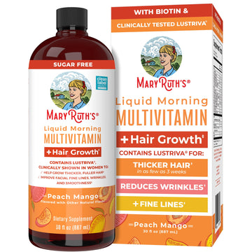 MaryRuth's Liquid Multivitamin+Hair Growth | Clinically Tested for Thicker Hair & Facial Wrinkles in Women | Biotin 10000mcg | Lustriva Hair Growth Supplement | MaryRuth Organics Au supplements