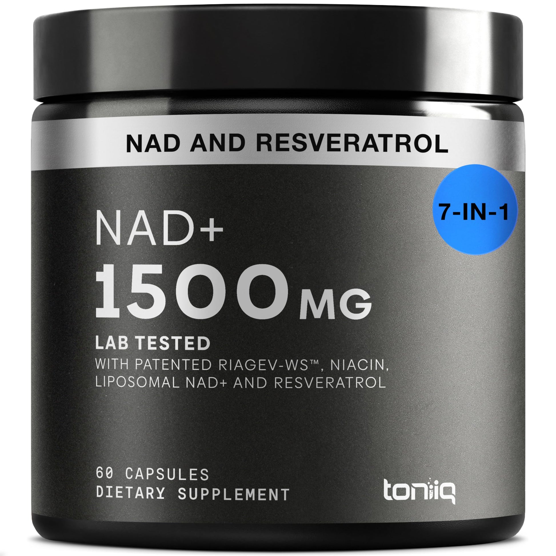 Toniiq Liposomal NAD+ and Resveratrol Supplement - 1500mg Ultra High Strength NAD Supplement - Clinically Studied Ingredients with Patented RiaGev-WS™, Resveratrol, and Niacin - 60 Capsules Toniiq Au supplements