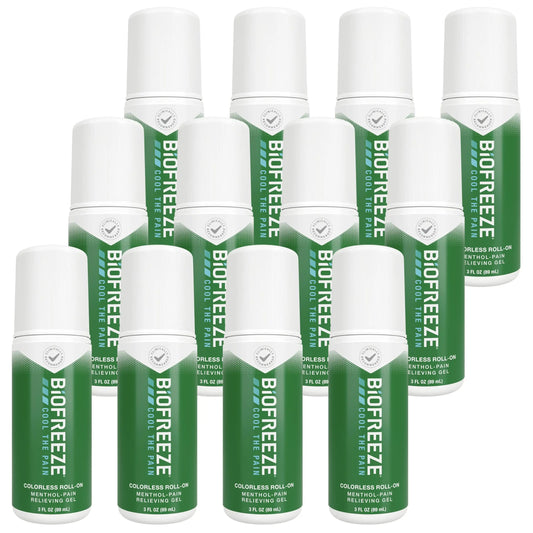 Biofreeze Roll-On Pain-Relieving Gel 3 FL OZ, Colorless (Pack Of 12) Topical Pain Reliever For Muscles And Joints From Arthritis, Backache, Strains, Bruises, & Sprains BiofreezeAU supplements