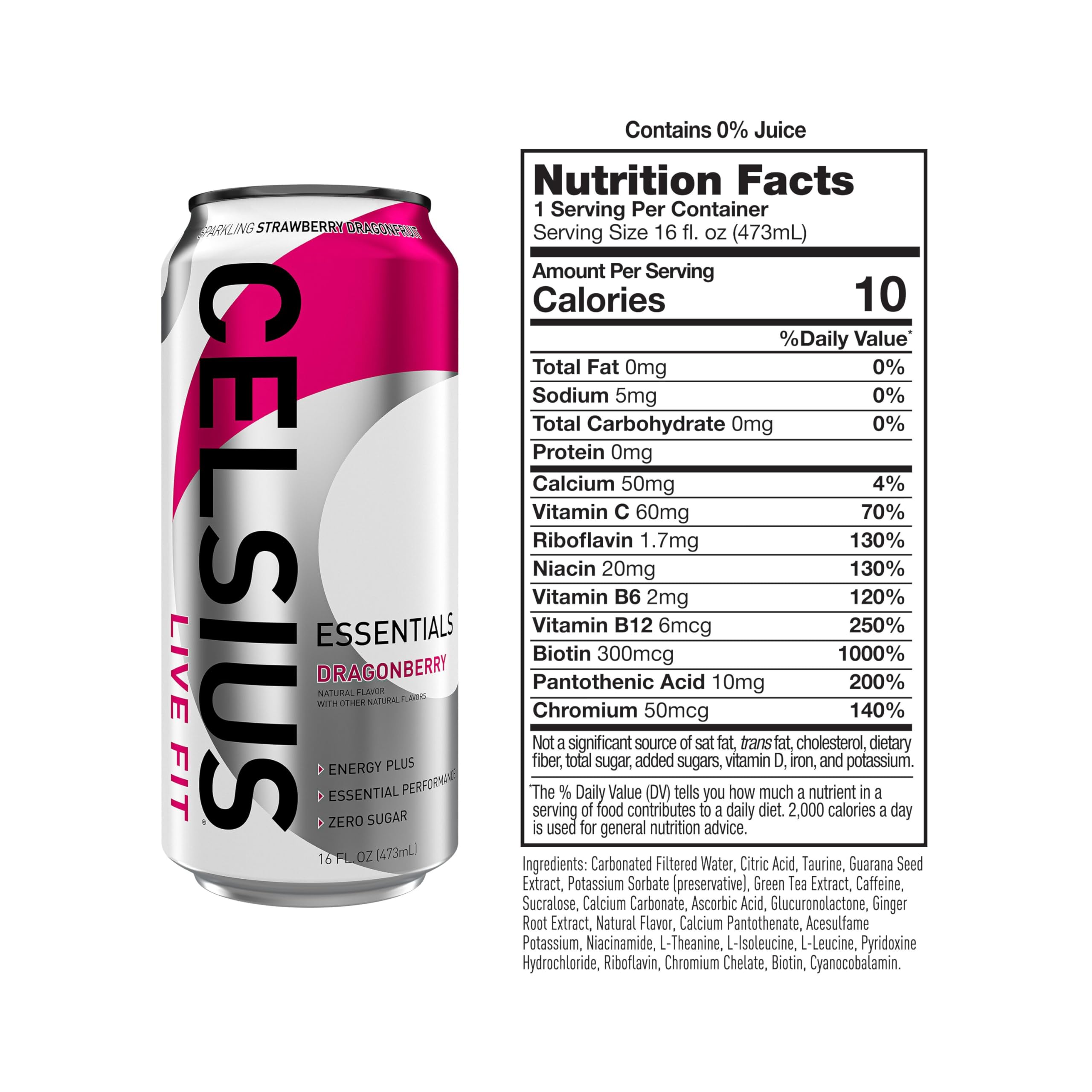 CELSIUS ESSENTIALS, Sparkling Dragonberry, Performance Energy Drink 16 Fl Oz CELSIUS Au supplements