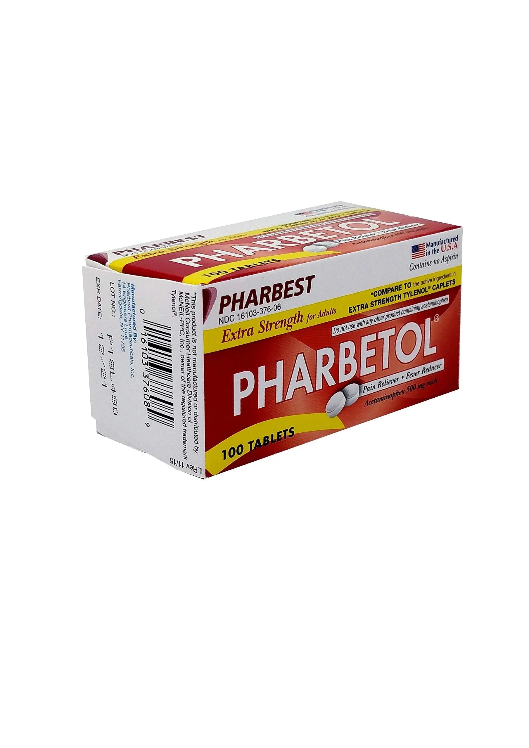 Pharbetol 500mg Extra Strength Tablets 100 Count (Generic Extra Strength) PHARBEST PHARMACEUTICALS Au supplements