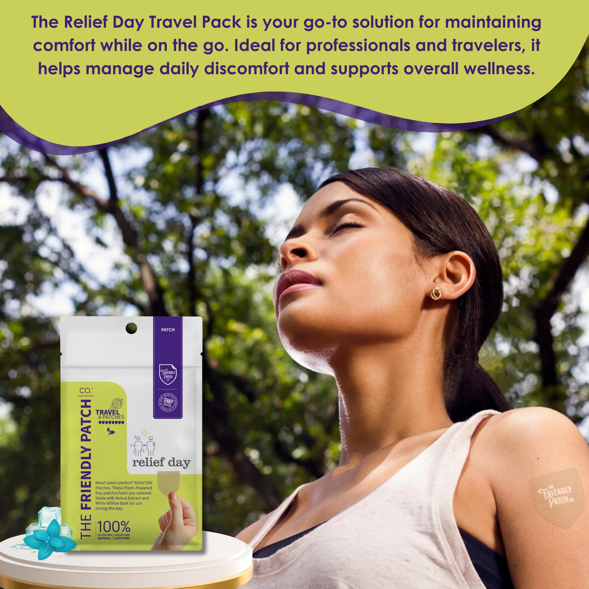 Relief Day Patch - Arnica, White Willow Bark, Saffron & Peppermint for Soreness and discomfort for Women and Men The Friendly Patch CO. Au supplements
