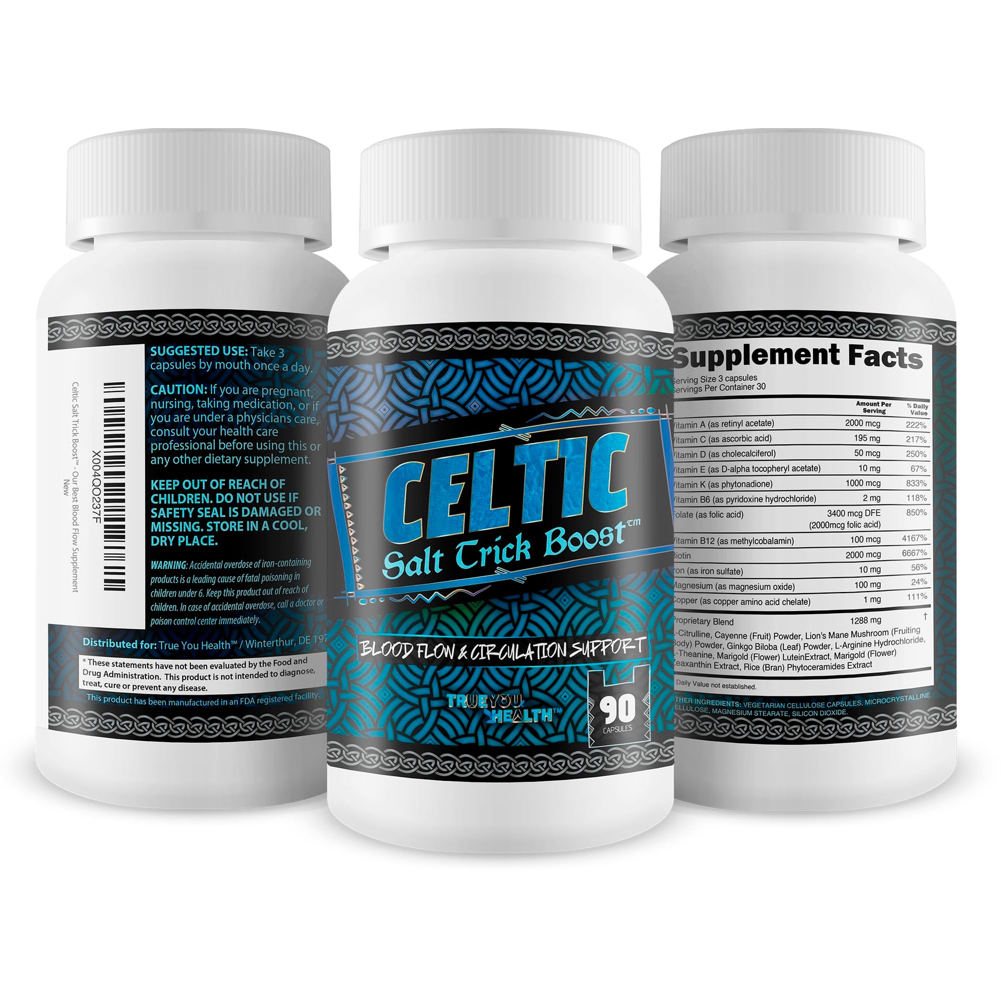 Celtic Salt Trick Boost for Blood Flow - Improved Formula - Our Best Blood Circulation Supplements for Men - Increase Blood Flow Care Blood Circulation Pills - Advanced Blood Flow Support True You Health Au supplements