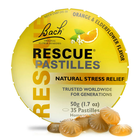 Bach RESCUE PASTILLES, Orange and Elderflower Flavor, Natural Stress RESCUEAU supplements