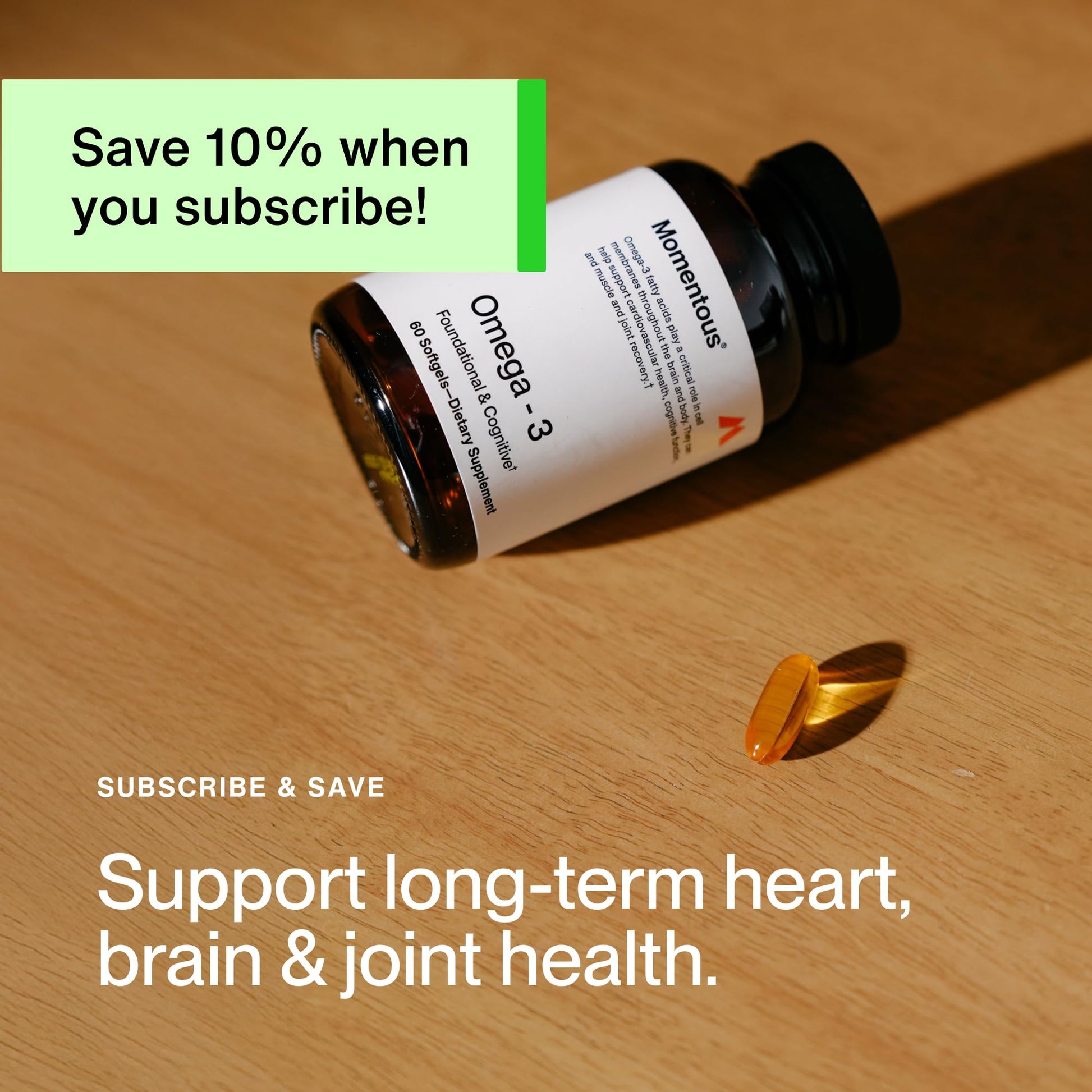 Momentous Omega-3 Fish Oil - High-Potency EPA & DHA Supplement for Men & Women - Supports Heart, Joint, & Brain Health - NSF Certified for Sport - Non-GMO - Gluten-Free - 1,600 mg - 30 Servings Momentous Au supplements