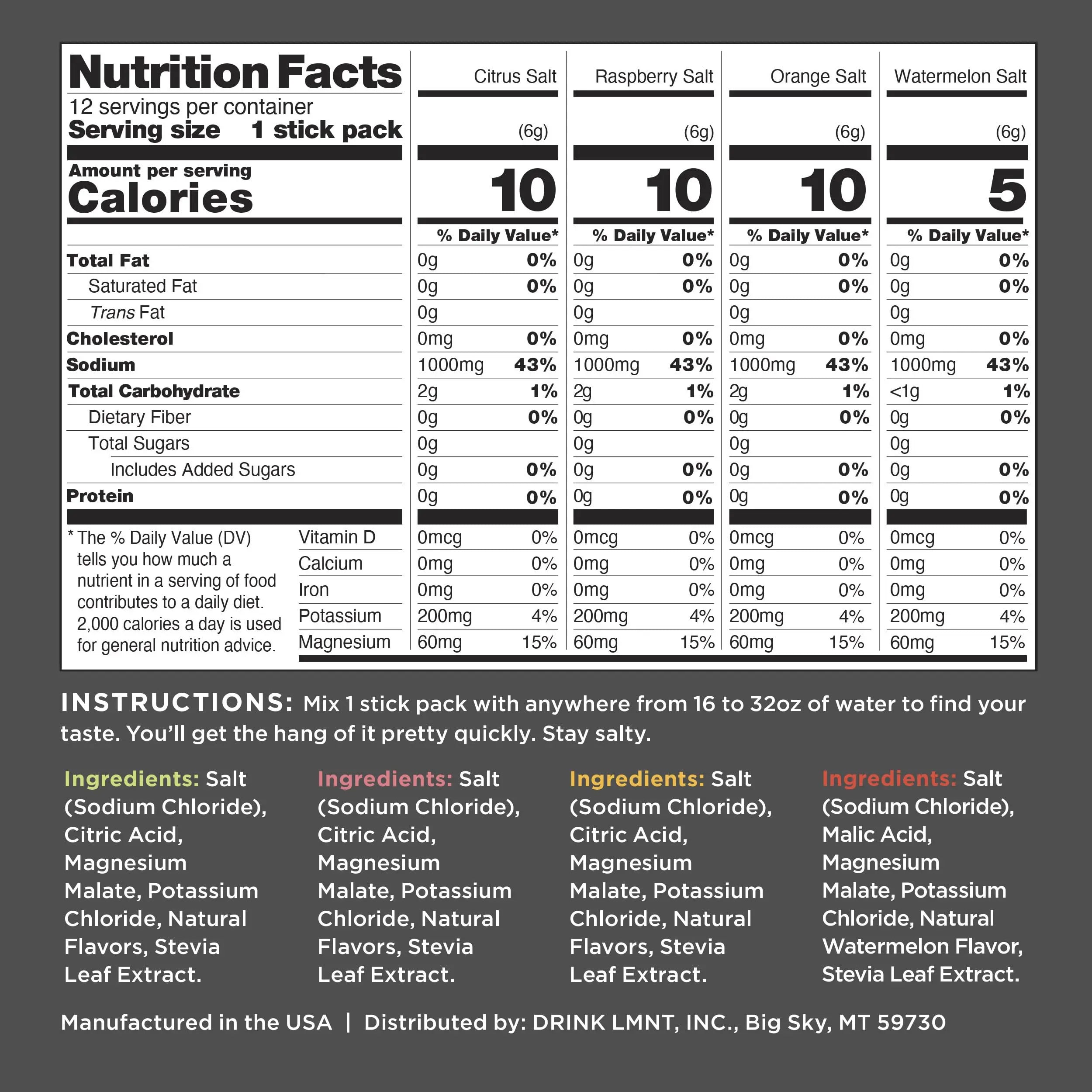 LMNT Zero Sugar Electrolytes - Variety Pack | Drink Mix | 12-Count Drink LMNT Au supplements