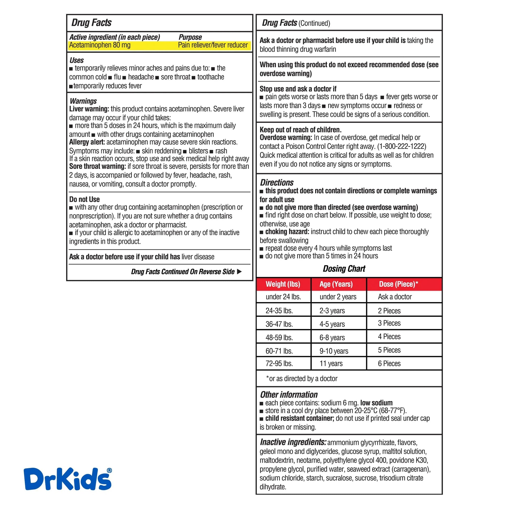 Dr. Kids Children’s Pain and Fever Gummy Bite - Chewable Acetaminophen for Kids Ages 2-11, Pre-Measured Soft Chews for Headache, Sore Throat, Cold and Flu, Orange Vanilla Flavor, 24 Count Dr. Kids Au supplements