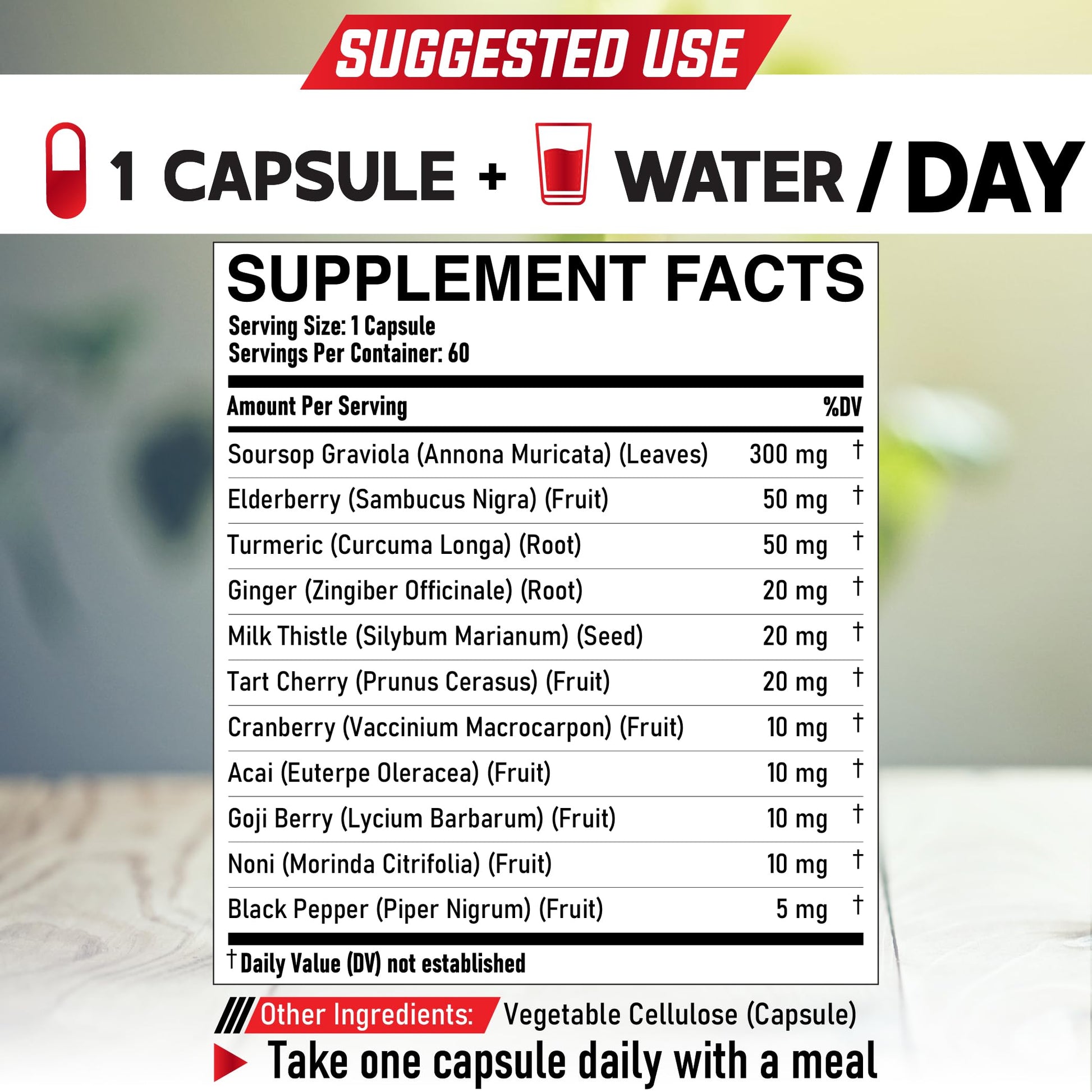 DEDICAD 11in1 Graviola Soursop Capsules - Blended with Elderberry, Turmeric, Ginger, Milk Thistle, Cranberry & More - Support Positive Mood, Immune System & Body Management DEDICAD Au supplements