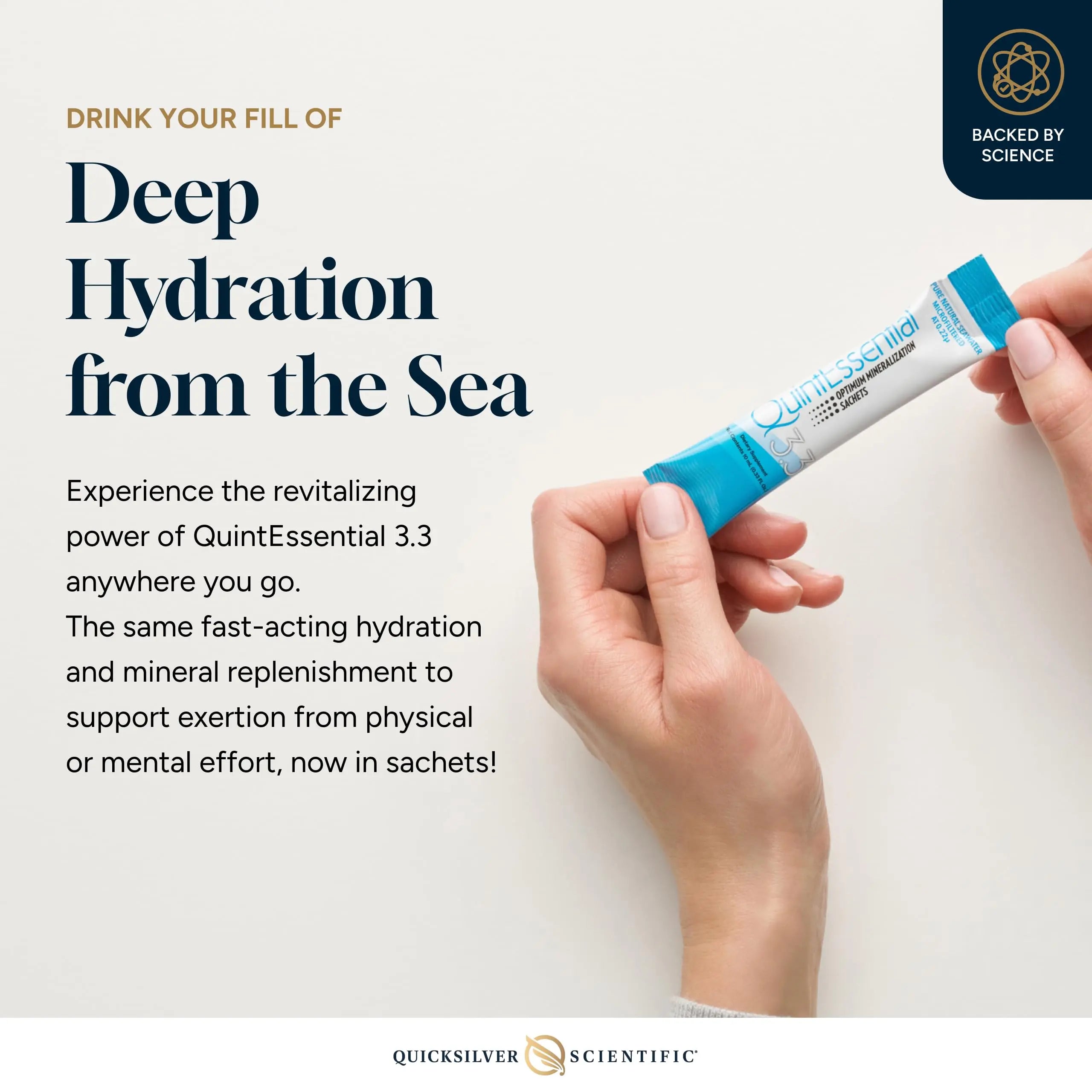 Quicksilver Scientific Quintessential 3.3 Sachets - Hypertonic Solution - Filtered Sea Water Hydration Packets - Liquid Minerals for Muscle Recovery, Stamina + Mineral Replenishment (30 Count) Quicksilver Scientific Au supplements