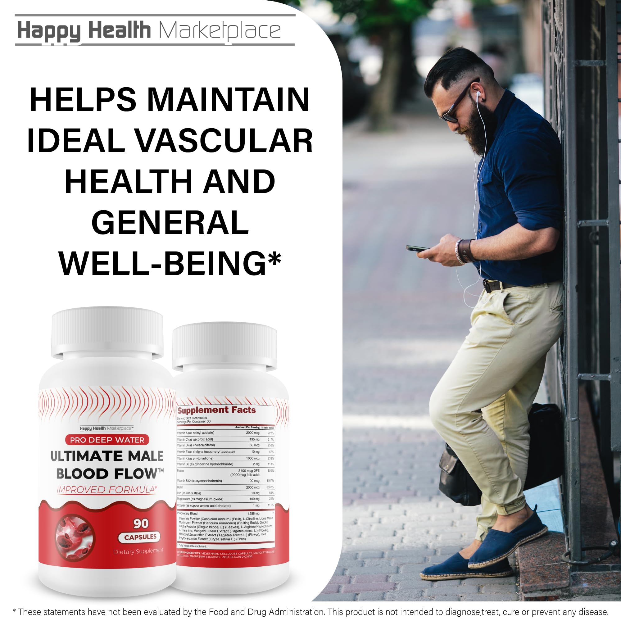Pro Deep Water Ultimate Male Blood Flow - Improved Formula - Our Best Improved Blood Flow Supplement for Men - Advanced Blood Flow Support for Men - Our Best Circulation Supplement Alpha Boost Pills Happy Health Marketplace Au supplements