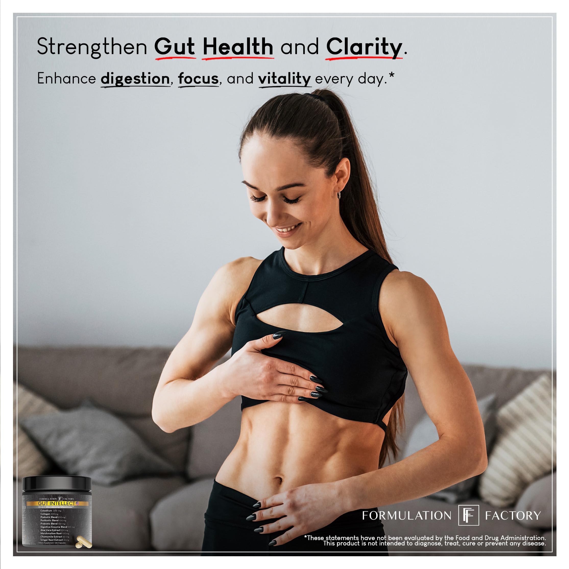 Formulation Factory Probiotics for Women & Men - Gut Intellect 10-in-1 Digestive Enzymes with Prebiotics and Postbiotics - Total Gut Health Supplement - 120 Capsules, 2 Month Supply Formulation Factory Au supplements