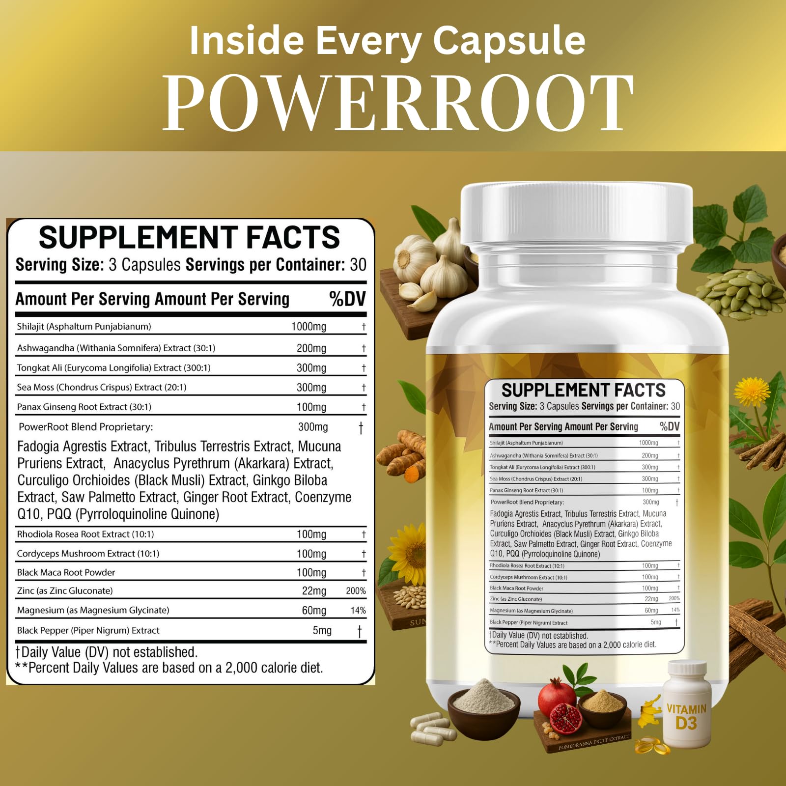 Kun Shafi Shilajit Complex – Sea Moss, Tongkat Ali, Ashwagandha, Ginseng, Zinc, CoQ10, PQQ & Magnesium – Fulvic Acid Capsules for Energy, Vitality & Performance with Panax Cordyceps – 90 Capsules Kun Shafi Au supplements
