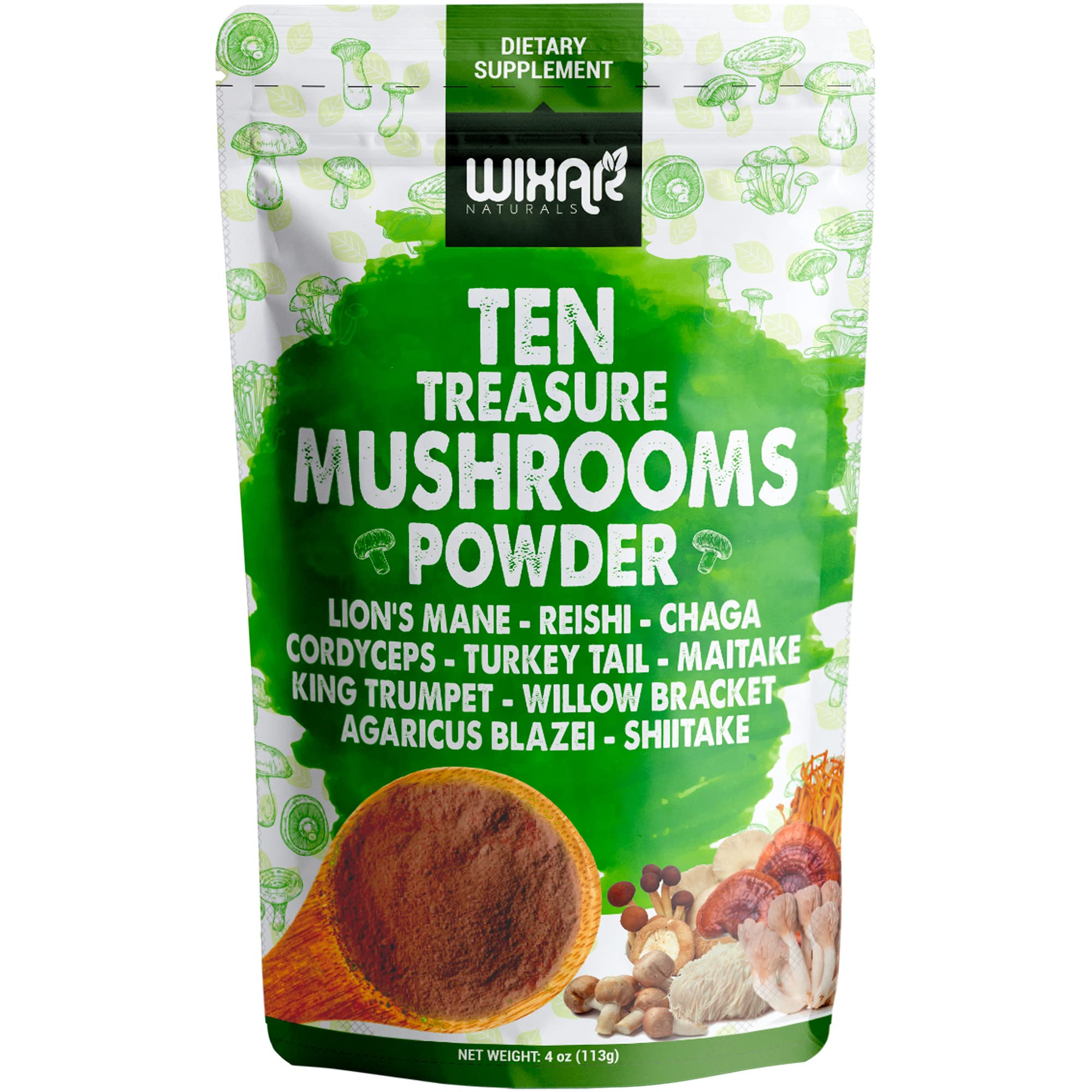 Wixar Mushroom Powder - Ten Treasure Mushrooms Extract Supplement Blend for Coffee WIXAR NATURALS Au supplements