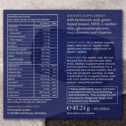 ArthroFill™ Tablets - Proven European Joint Relief - Vegan Hyaluronic Acid - Nutrient Complex - Support Active Movement Functions with 15 Vital Micronutrients - Made in Germany ArthroFillAu supplements