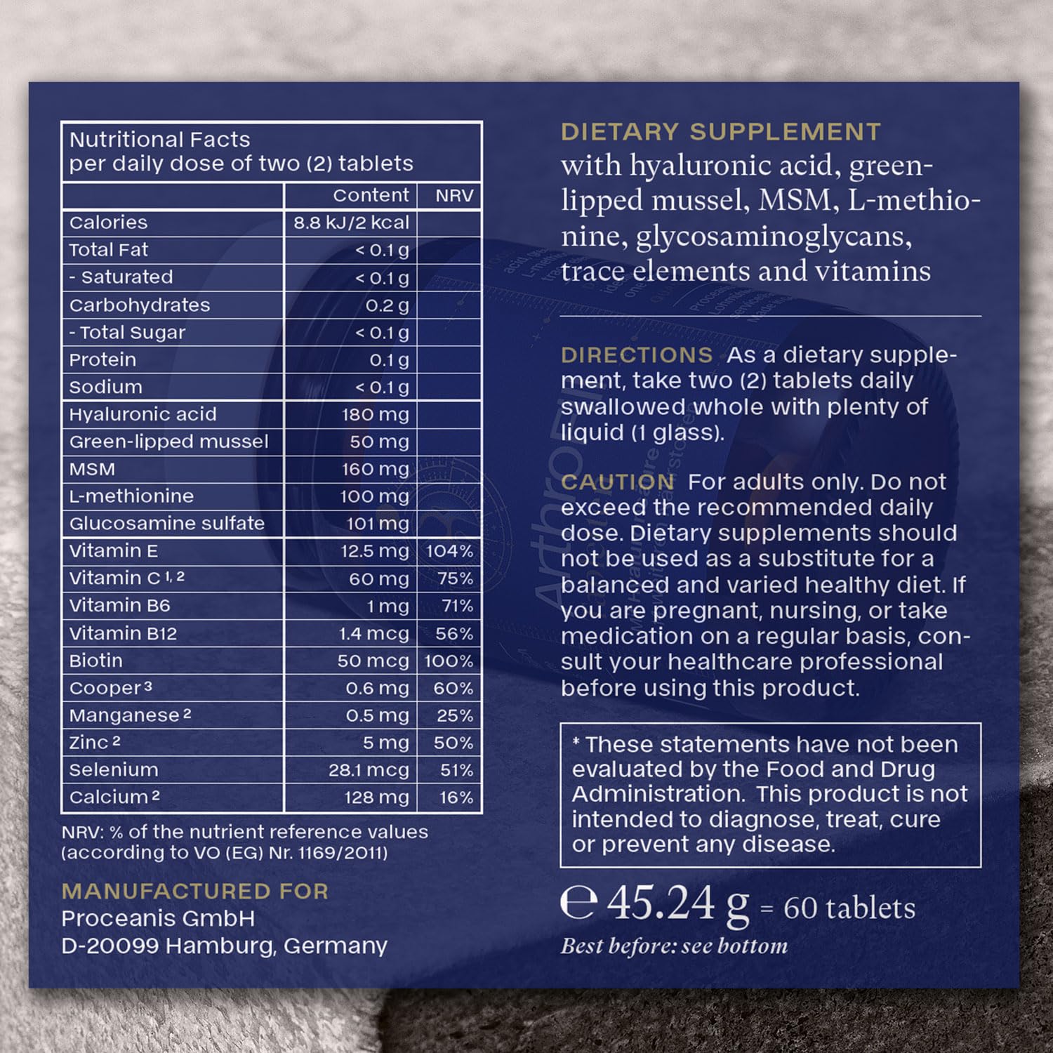 ArthroFill™ Tablets - Proven European Joint Relief - Vegan Hyaluronic Acid - Nutrient Complex - Support Active Movement Functions with 15 Vital Micronutrients - Made in Germany ArthroFill Au supplements