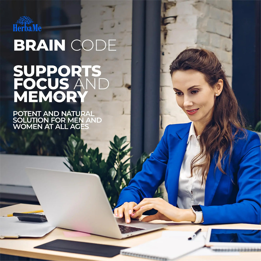 HerbaMe Brain Code Nootropic Brain Supplement for Memory and Focus | Supports Cognitive Health & Mental Clarity, Enhance Concentration | 90 Capsules HerbaMe uk supplements