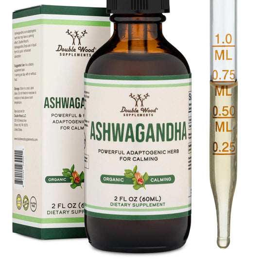 Ashwagandha Organic Drops for Stress Relief (1,200mg, 60 Servings) Ashwagandha Tincture for Adrenal Support and Cortisol Manager Double Wood SupplementsAU supplements