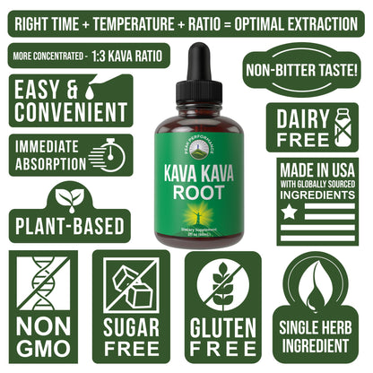 Peak Performance Kava Kava Root Extract Calming Liquid Drops More Concentrated - 1:3 Extraction Ratio. Vegan Supplement Aid for Relaxation, Natural Sleep. Sugar Free Gluten Free USA Tested Tincture Peak PerformanceAu supplements