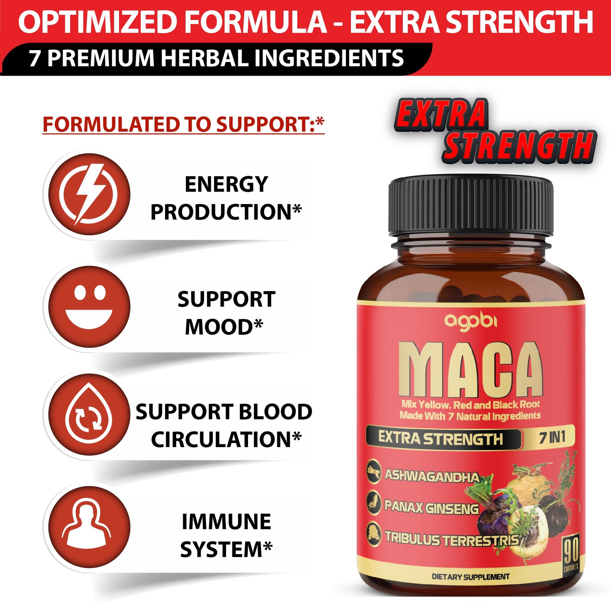 Maca Root Capsules - Supports Natural Health - Energy - Performance & Mood Supplement - Enhanced Blood Flow 3-Month Supply agobi Au supplements