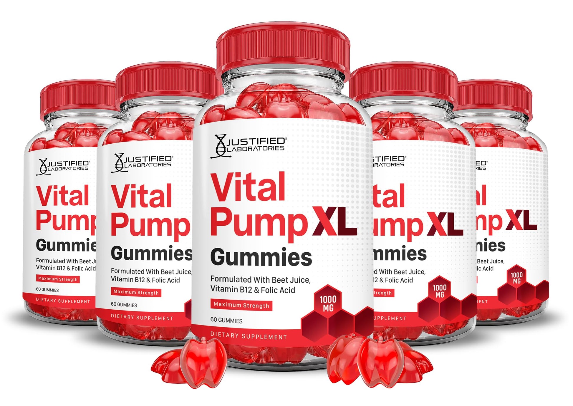 Justified Laboratories (5 Pack) Vital Pump XL Performance Gummies 1000MG Advanced Formula Vital PumpXL Formulated with Beet Juice ACV Pomegranate Beet Powder B12 Vegan Non GMO 300 Gummys Justified Laboratories Au supplements