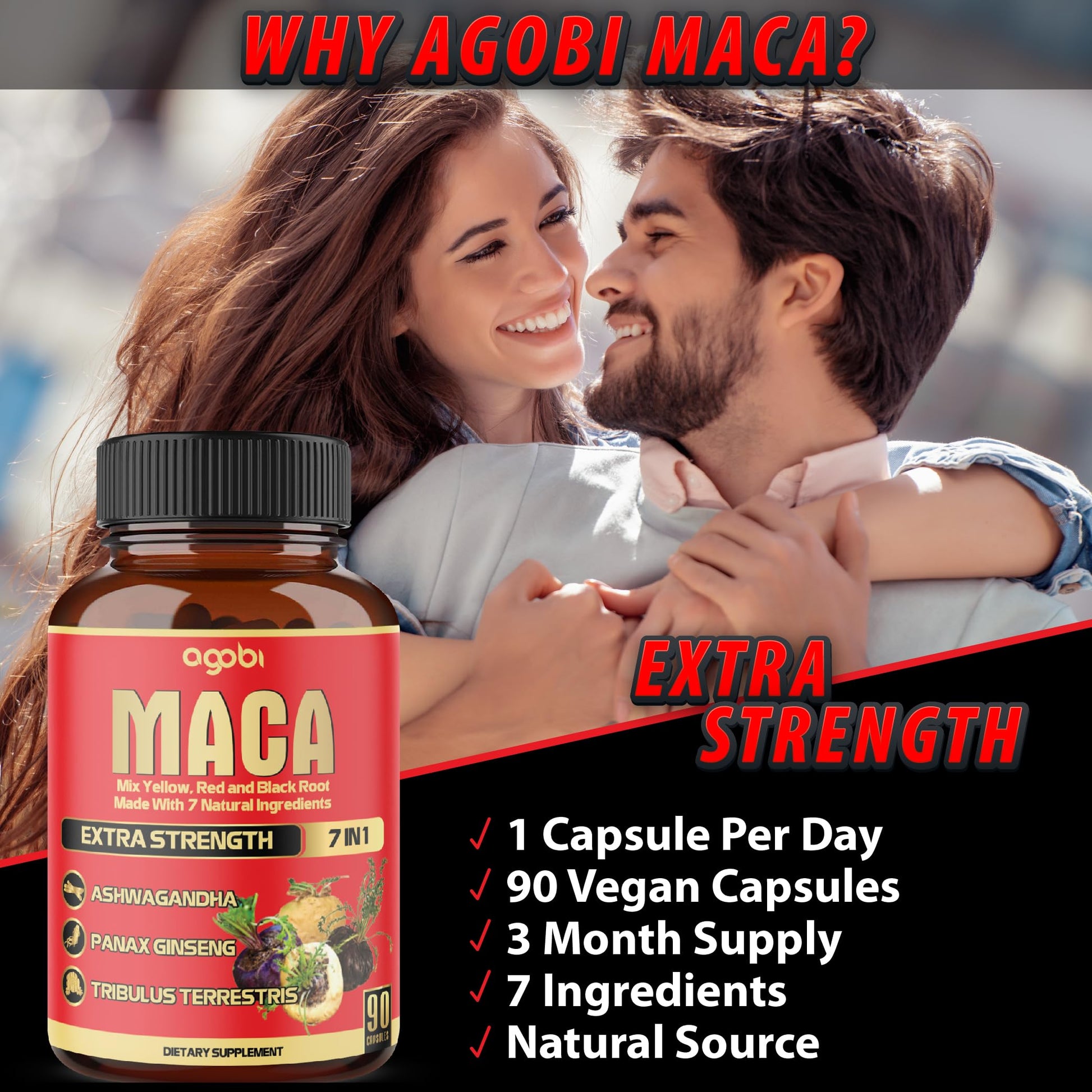 Maca Root Capsules - Supports Natural Health - Energy - Performance & Mood Supplement - Enhanced Blood Flow 3-Month Supply agobi Au supplements