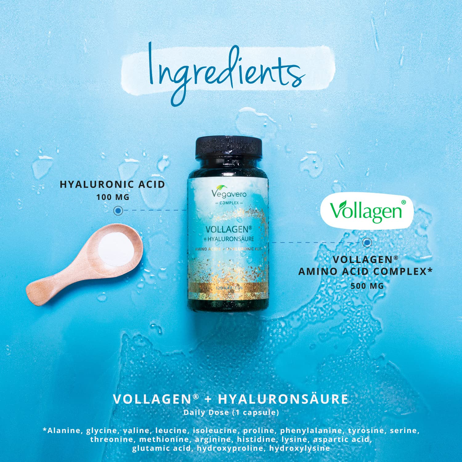 Vegavero Vegan Collagen Complex + Hyaluronic Acid | NO Additives | Vegan Collagen Powder Vollagen® Vegavero Au supplements