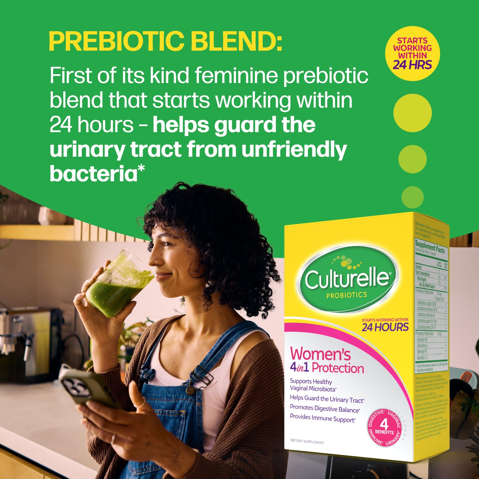 Culturelle 4-in-1 Probiotics for Women, Daily Probiotic & Prebiotic Supplement to Support Vaginal Health, Digestive Health, Immune Health CulturelleUS supplements