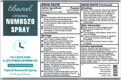 Ebanel 5% Lidocaine Spray Pain Relief Numb520 Burn Itch Relief Numbing Spray for Skin, Topical Anesthetic Postpartum Hemorrhoid Treatment with Phenylephrine for Local and Anorectal Uses EBANEL LABORATORIES buy supplements Au
