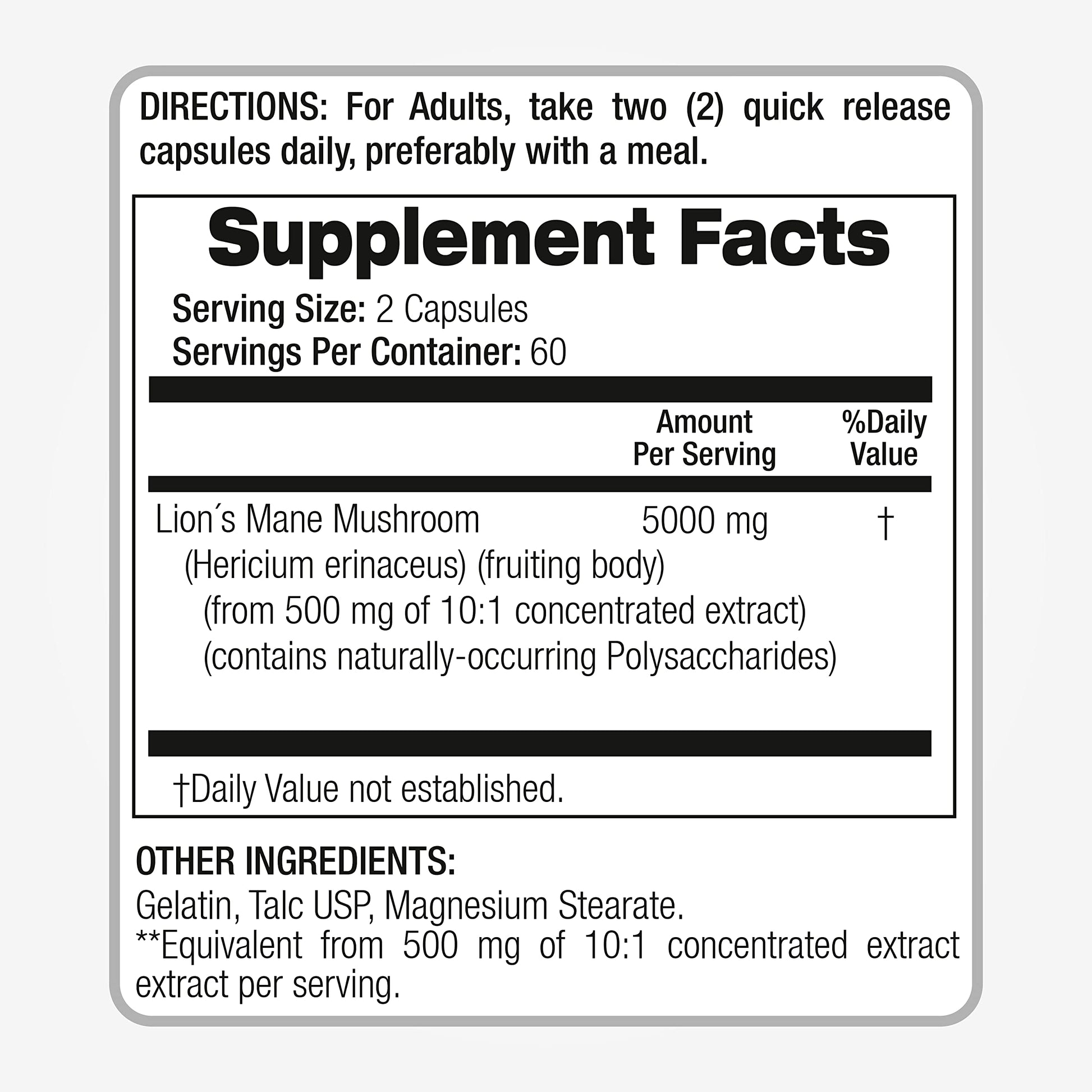 Lab | Lions Mane | 5000 mg per Serving | 120 Capsules | lions mane supplement | lions mane FITO MEDIC'S Au supplements