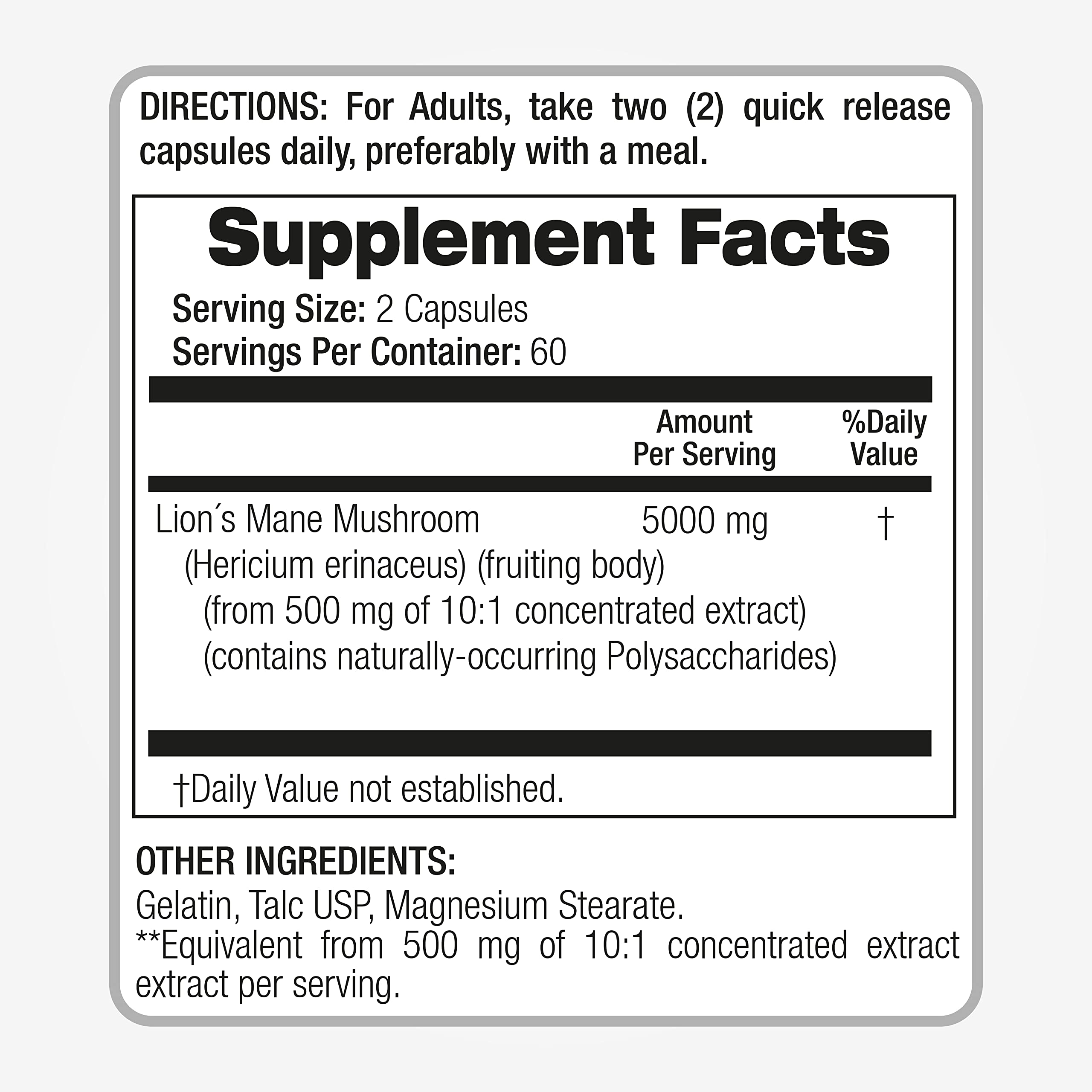 Lab | Lions Mane | 5000 mg per Serving | 120 Capsules | lions mane supplement | lions mane FITO MEDIC'S Au supplements