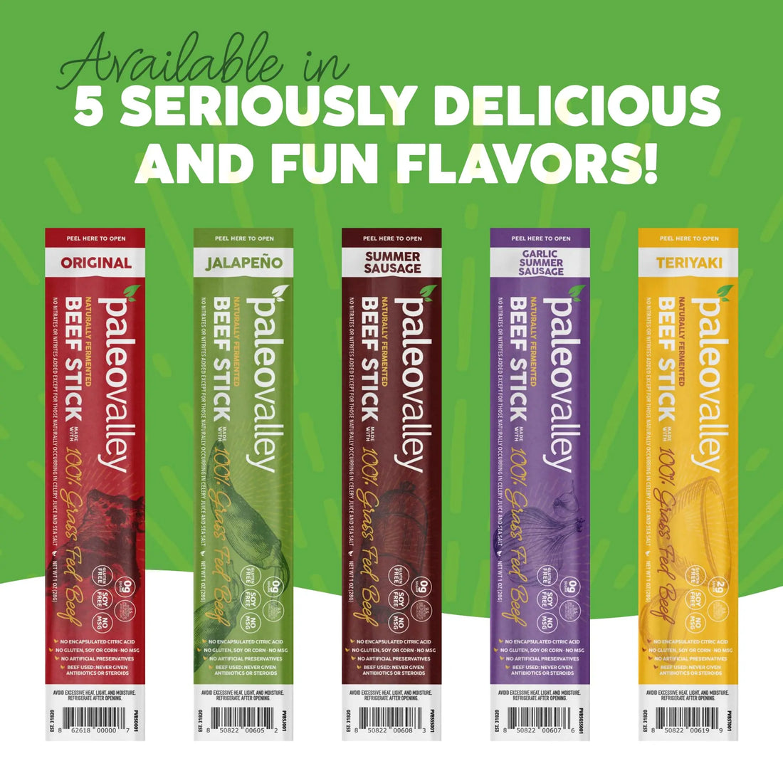 Paleovalley 100% Grass Fed Beef Sticks - Delicious Gluten Free Beef Snack - High Protein Keto Friendly, 50 Count Variety Pack Paleovalley Au supplements