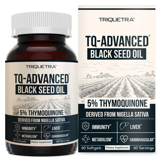 Black Seed Oil Softgels | 5% Thymoquinone - TQ-Advanced® | High Potency - 500 mg per Capsule - 15:1 Concentrate from Nigella Sativa Extract Triquetra HealthUS supplements