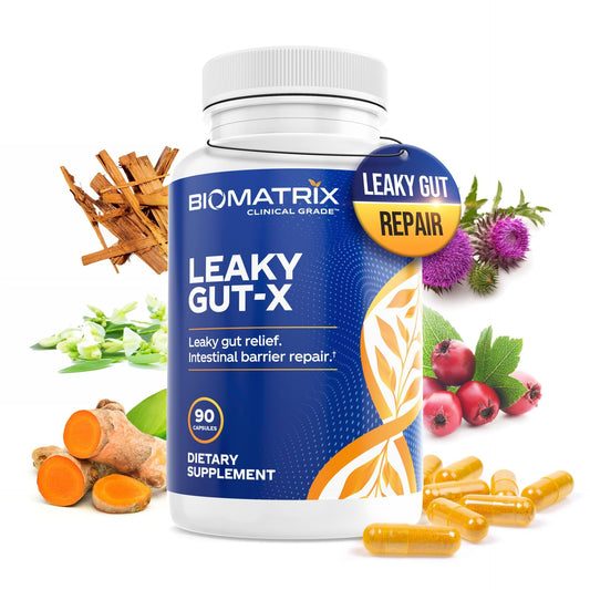 BioMatrix Leaky Gut Repair Supplement w/Glutamine, Quercetin, Cat's Claw, MSM, SIBO, Prebiotic Support, Intestinal Barrier Revive for Men and Women | 60-Day Supply – Leaky Gut-X BioMatrixAu supplements