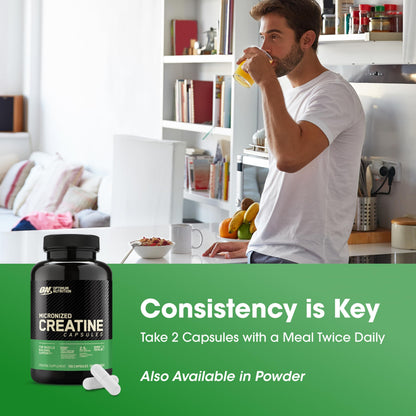 Optimum Nutrition Micronized Creatine Monohydrate Capsules, Keto Friendly, 2500mg, 100 Capsules Optimum NutritionUS supplements