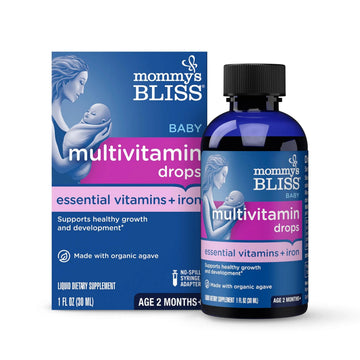 Mommy's Bliss Baby Multivitamin + Iron, Daily Essential Baby Vitamins for Immune Support, Healthy Growth & Bone Development, Age 2 Months+, 30 ml Mommy's Bliss Au supplements