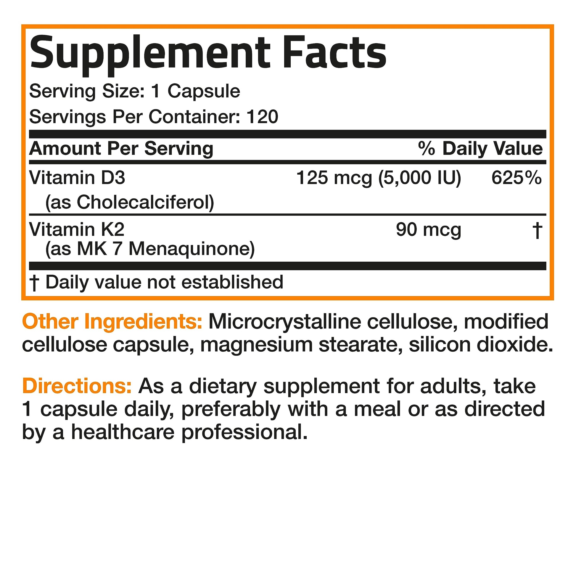 Bronson Vitamin K2 (MK7) with D3 Supplement Non-GMO Formula 5000 IU Vitamin Bronson Au supplements