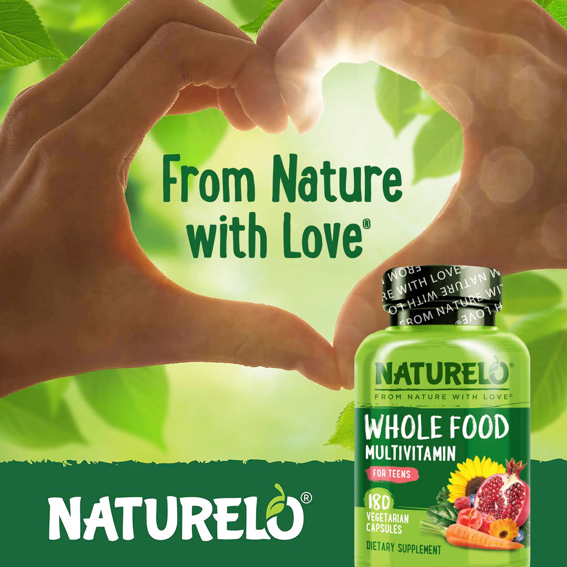 NATURELO Multivitamins for Teenage Girls/Boys, 180 Capsules, Whole Food Multivitamin with Minerals, Non-GMO, Vegetarian NATURELO Au supplements