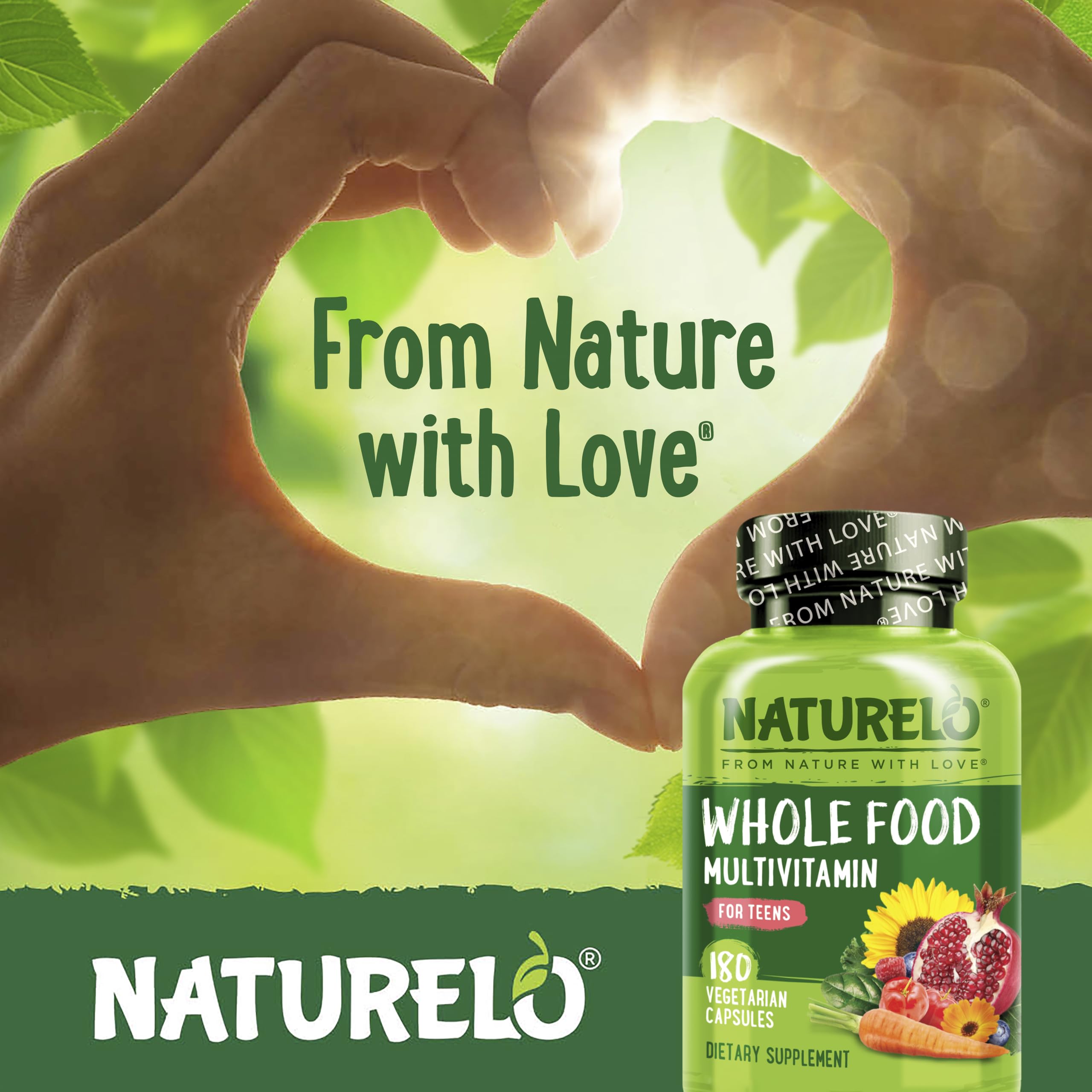 NATURELO Multivitamins for Teenage Girls/Boys, 180 Capsules, Whole Food Multivitamin with Minerals, Non-GMO, Vegetarian NATURELO Au supplements